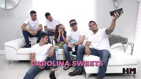 carolina sweets shudders as she takes five cocks at once filling her!