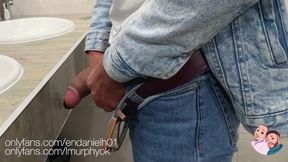 I meet a guy in the airport shower and he lets me deep-throat his ginormous, wiry trunk there