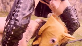 PEEING on the Bruised Ponygirl - LEZDOM