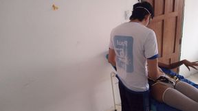 The masseur makes the pastor of the new ecclesiastical religion very wet.