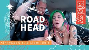 Risky Road Head: Submissive Slut Deepthroats Dom in Car After Con!