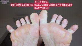 TINY BOY, DO YOU LOVE MY CALLUSES AND DRY HEELS? EAT THEM! - GIANTESS