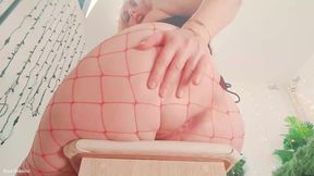 FaceSitting in fishnet pantyhose (Arya Grander) FemDom POV dirty talking- phone video amateur selfie