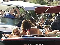 Bitches go wild while partying on spring break and flash it all