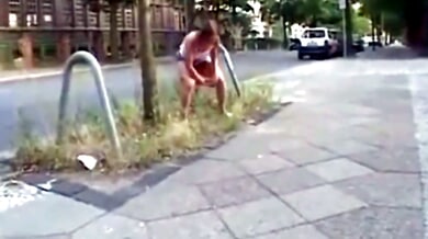 Young woman takes on multiple men in an outdoor gangbang with golden shower