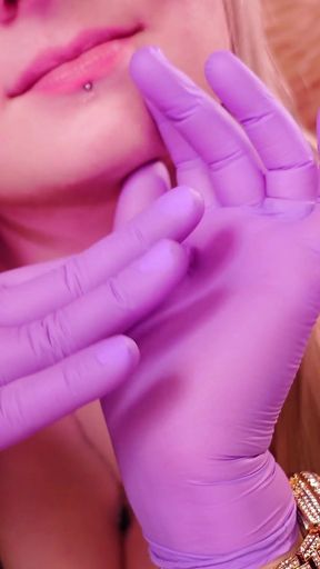 Asmr: Purple Nurse Gloves and Gold Glitter Watch. Arya Grander
