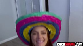 MILF wife gives hot blowjob then takes fucked by stranger