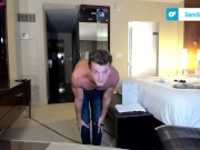 Fit boy with abs uses his butt plug on a livestream (Lovense)