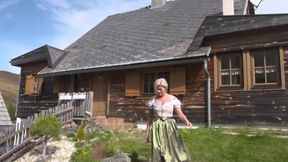 Busty Blonde in Leather Pants Gets Fucked in Alpine Hut