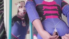 SubbyPuppy x Dva anal training in front of the mirror