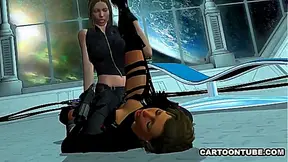 Foxy 3D cartoon lesbian vixen gets licked and scissored