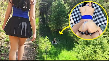 Almost creampied Asian tight pussy during outdoor hiking