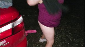 Sexy BBW fucks her car and dildo