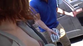 Intense Car Ride: Unleashing Passion With a Busty Beauty in the Passenger Seat