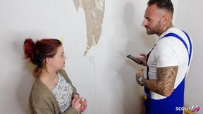 Tiny German Redhead Wife Lizzy Rose Seduce Worker to Hard Cheating Fuck