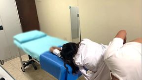 Latina nurse moans as office boss tongues her perfect tits