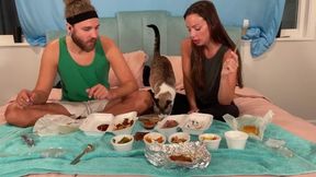 BBQ Tasting in Bed (We Don't Have Furniture Yet)