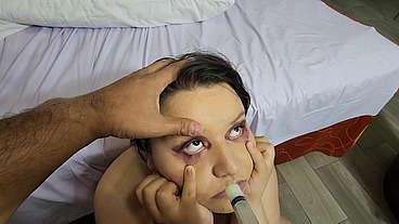 Drinking piss, putting cum in my eyes, shooting cum out of my asshole and swallowing it