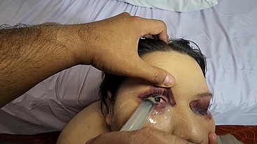 Drinking piss, putting cum in my eyes, shooting cum out of my asshole and swallowing it