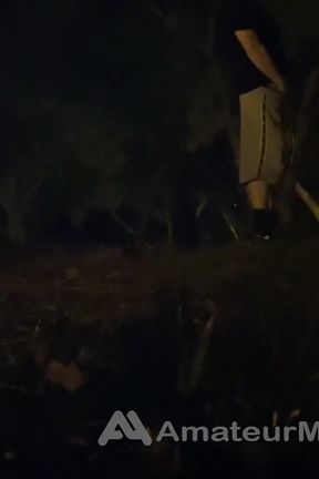 Amateur Straight Boy Caught Pissing in a Park, at Night