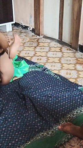 Indian Wife Getting Ready in Green Saree. Part 1