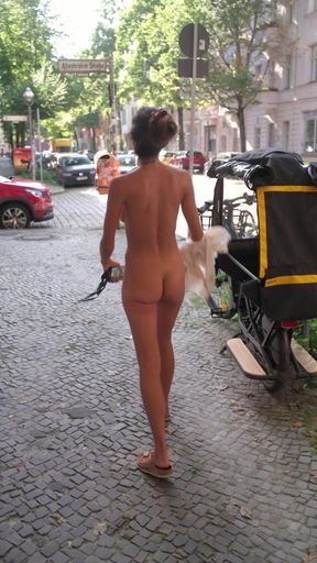 Naked amateur nudist explores her body
