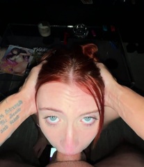 Deepthroat with delicious busty redhead