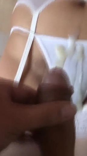 Handjob and Cumshot in Erotic Lingerie and Hairy Pussy of My Hot 58 Year Old Mature Wife