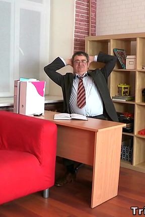 Horny Student Sucks Older Teachers Cock and Rides Cock Till He Cums