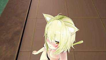 Nekomata Okayu Hentai Dance Hololive Underwear Cat Girl Mmd 3D Blonde Hair