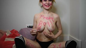 birthday body writing and sloppy blowjob