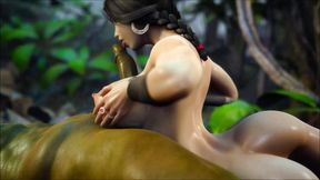 Busty Asian Warrior Fucked by Big Cock Orc in the Woods