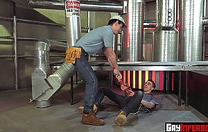 Twink gets a hard on and fistfucked hardcore by a mate