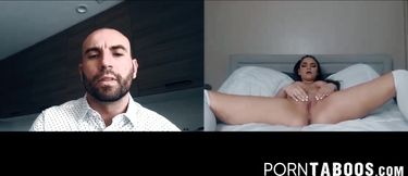 PornTaboos com - Sexy Athena Faris webcam pussy play while bald stud watches