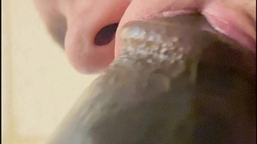 Teasing his lucky black cock