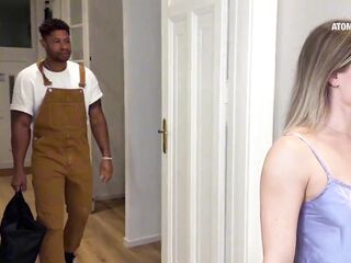 Concupiscent Wife Gets Banged by the Ebony Plumber with a Giant Schlong