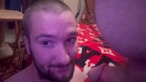 Grandpa feeds his slaveboy