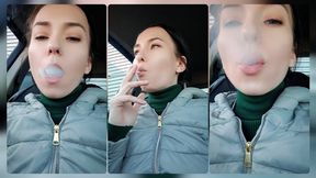 Chainsmoking in the car: Miss Sara