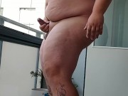 Balcony masturbation with people under it