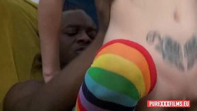 Horny brunette Liz Rainbow gets a hard black dick from Antonio Black