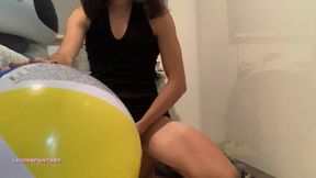 Owllete has an orgasm on a beach ball