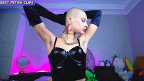 Hot bald tattooed slut in perfect outfit - like a fetish goddess