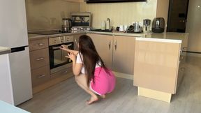 Stepfather Pulls His Stepdaughter Out of the Oven with His Cock