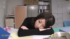 Japanese office slut bound in red rope and fucked hard by multiple men