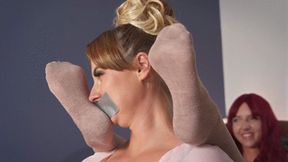 Weronika Smell Feet Of Stella In Funny Way - Light Brown Socks And Dancing Pantyhose - HD 1920x1080