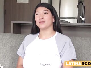 Biggest Tits Colombian big beautiful woman Drools On Giant Schlong In BJ Try-out