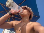 tourist exhibits himself in a jet ski in the sea on the Beaches of Cartagena
