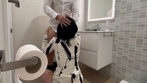 Waiter's Cum in the Bathroom