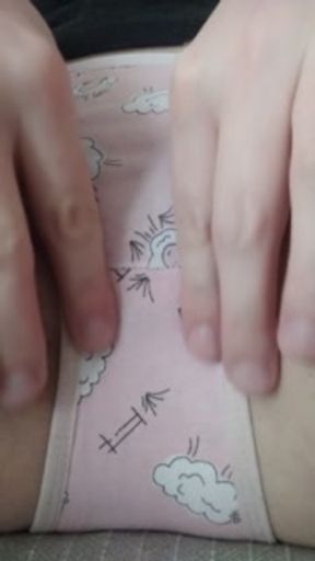 Pussy jerks off with tender fingers and gets a very strong long orgasm