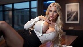 busty blonde bombshell in heels teases perfect breasts & juicy ass - passionate sex & cum on face ai generated